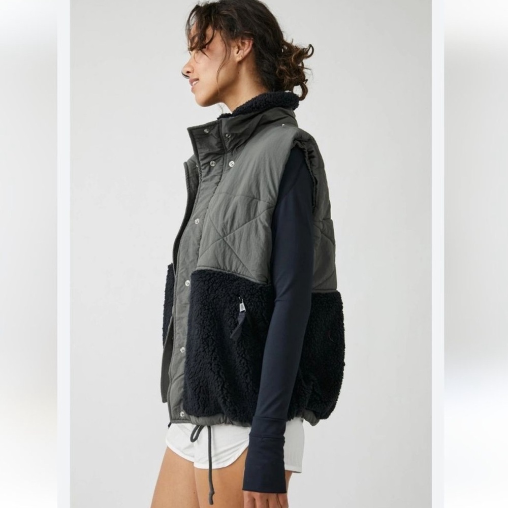 FP Movement by Free People Black and Gray Quilted Vest